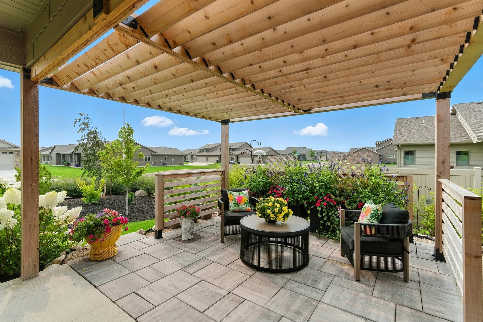 Back patio with pergola