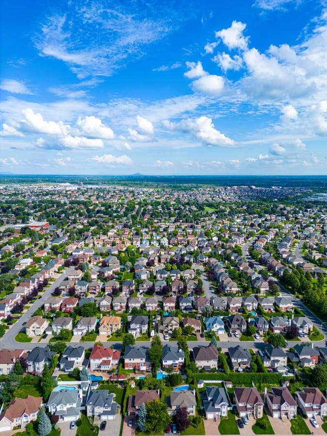 Aerial neighborhood overview drone shot
